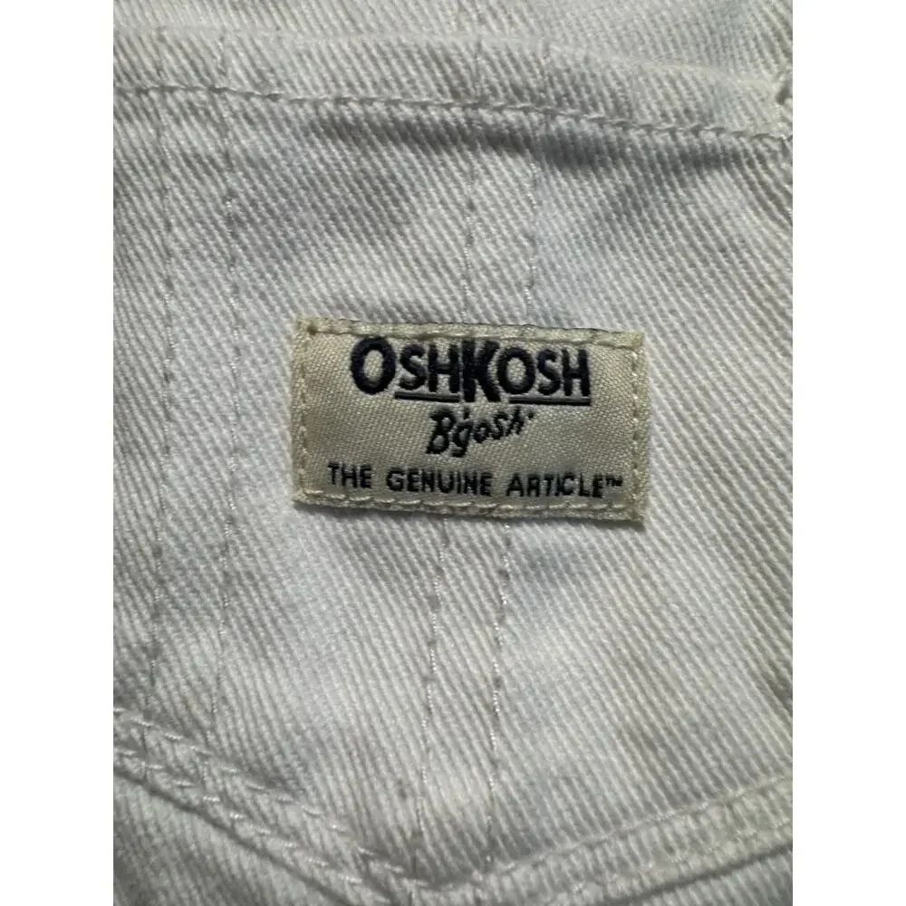 OshKosh B’gosh Girls White Denim Shortalls Floral Embroidered 3T Overalls